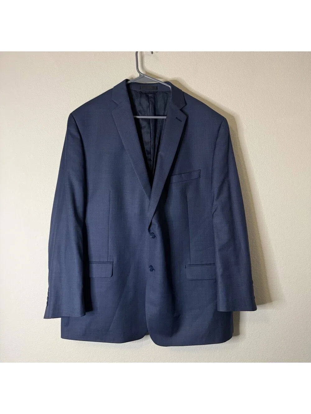 Calvin Klein Mens 48R Slim Fit Blue 100% Wool Sport Coat Blazer Jacket
